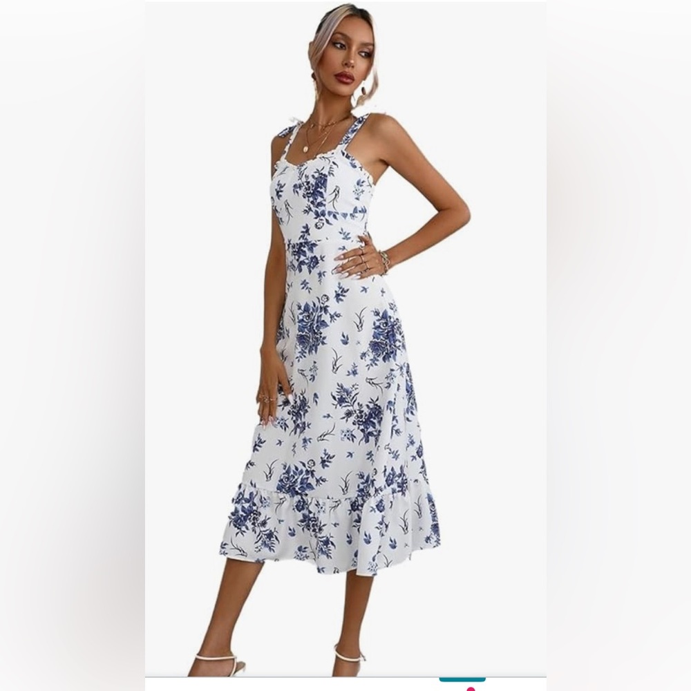 Sleeveless Floral Ruffle Cami Dress